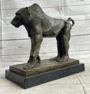 Baboon Monkey Primate Bronze Sculpture on Marble Base