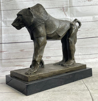 Baboon Monkey Primate Bronze Sculpture on Marble Base
