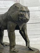 Baboon Monkey Primate Bronze Sculpture on Marble Base