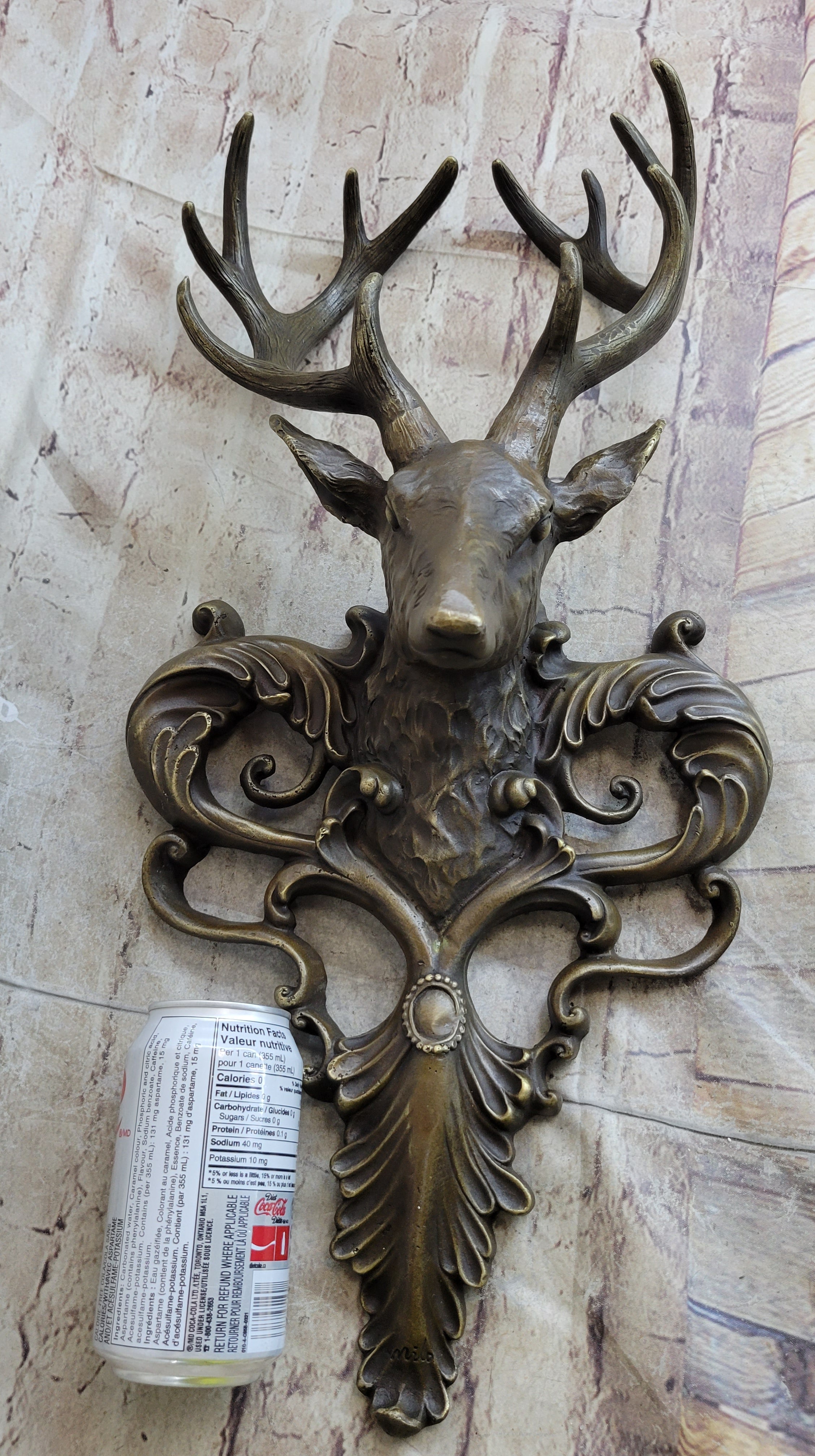 Signed Original Wildlife Elk Head Bust Bronze Sculpture
