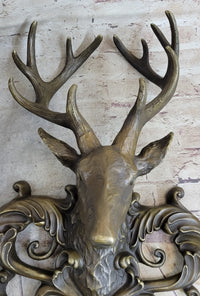 Signed Original Wildlife Elk Head Bust Bronze Sculpture