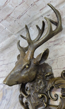 Signed Original Wildlife Elk Head Bust Bronze Sculpture