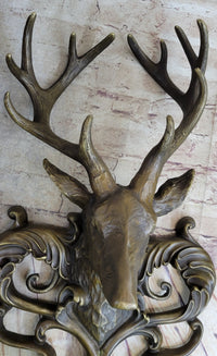 Signed Original Wildlife Elk Head Bust Bronze Sculpture