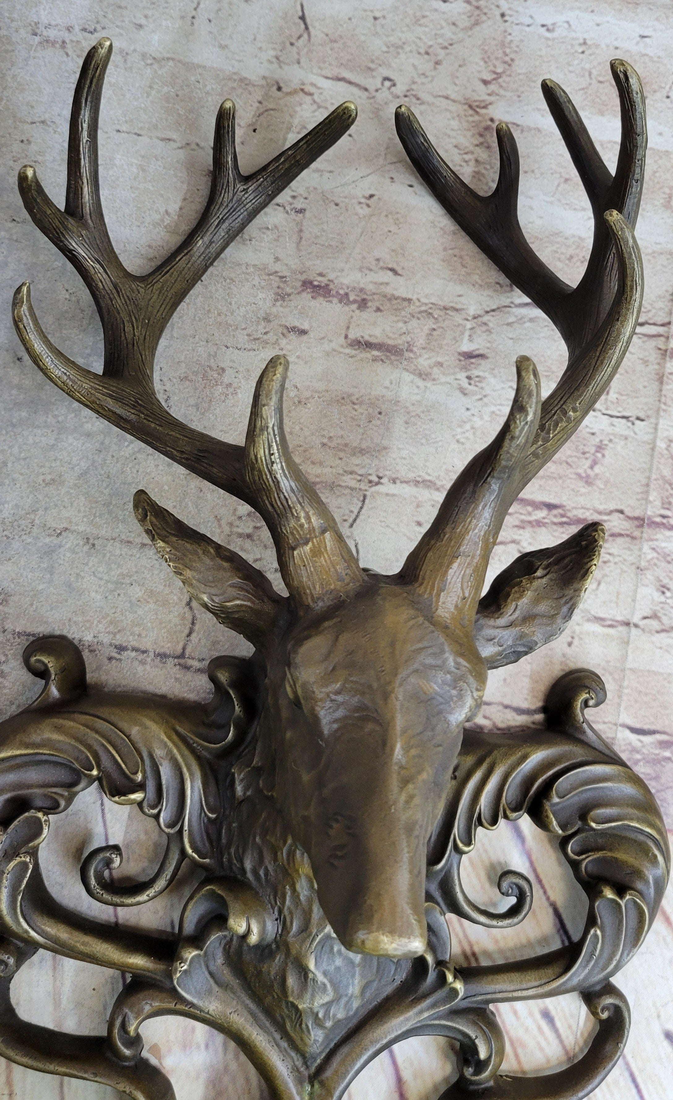 Signed Original Wildlife Elk Head Bust Bronze Sculpture