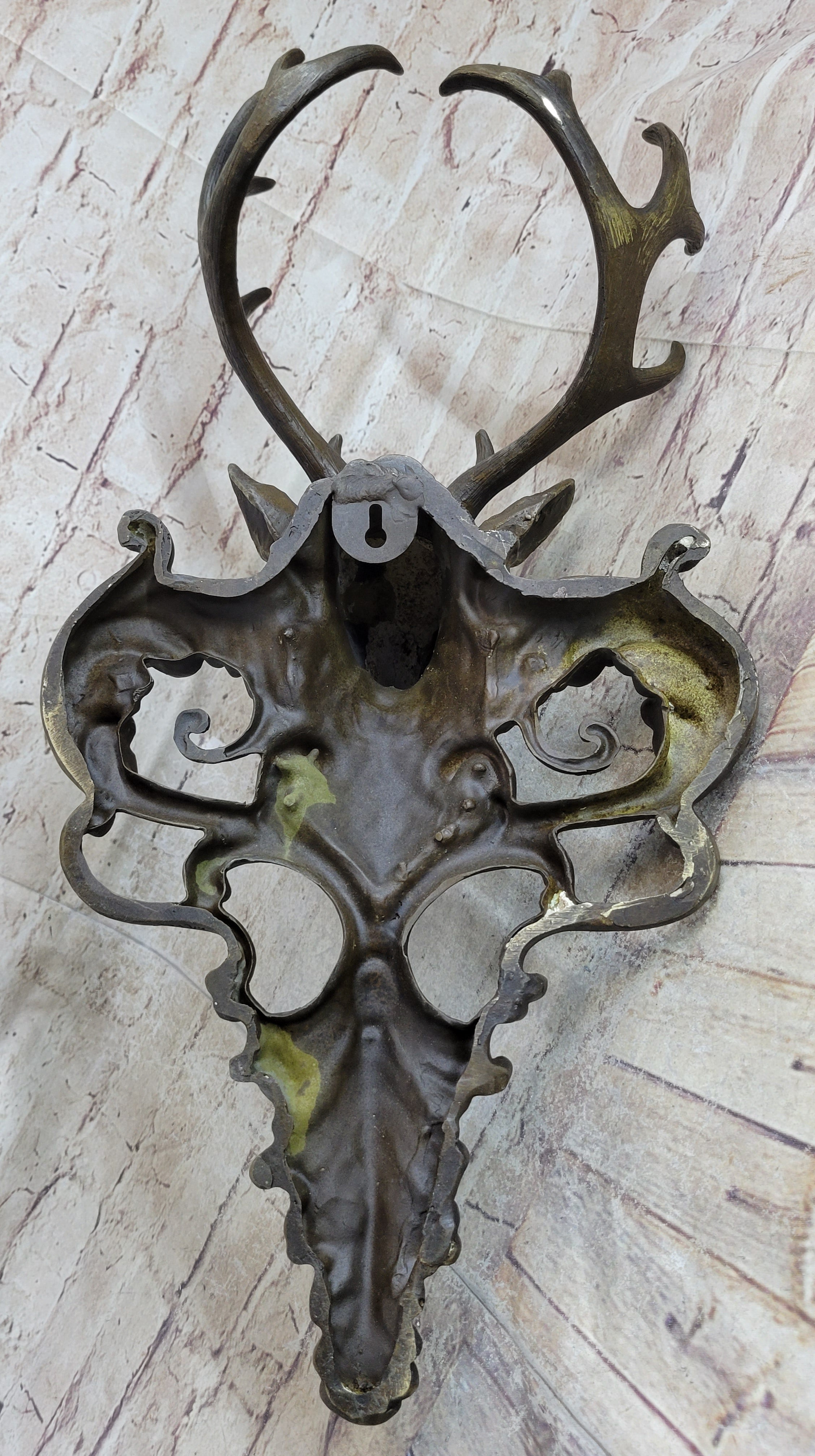 Signed Original Wildlife Elk Head Bust Bronze Sculpture