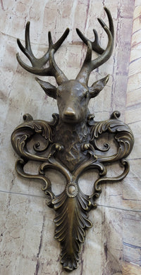 Signed Original Wildlife Elk Head Bust Bronze Sculpture