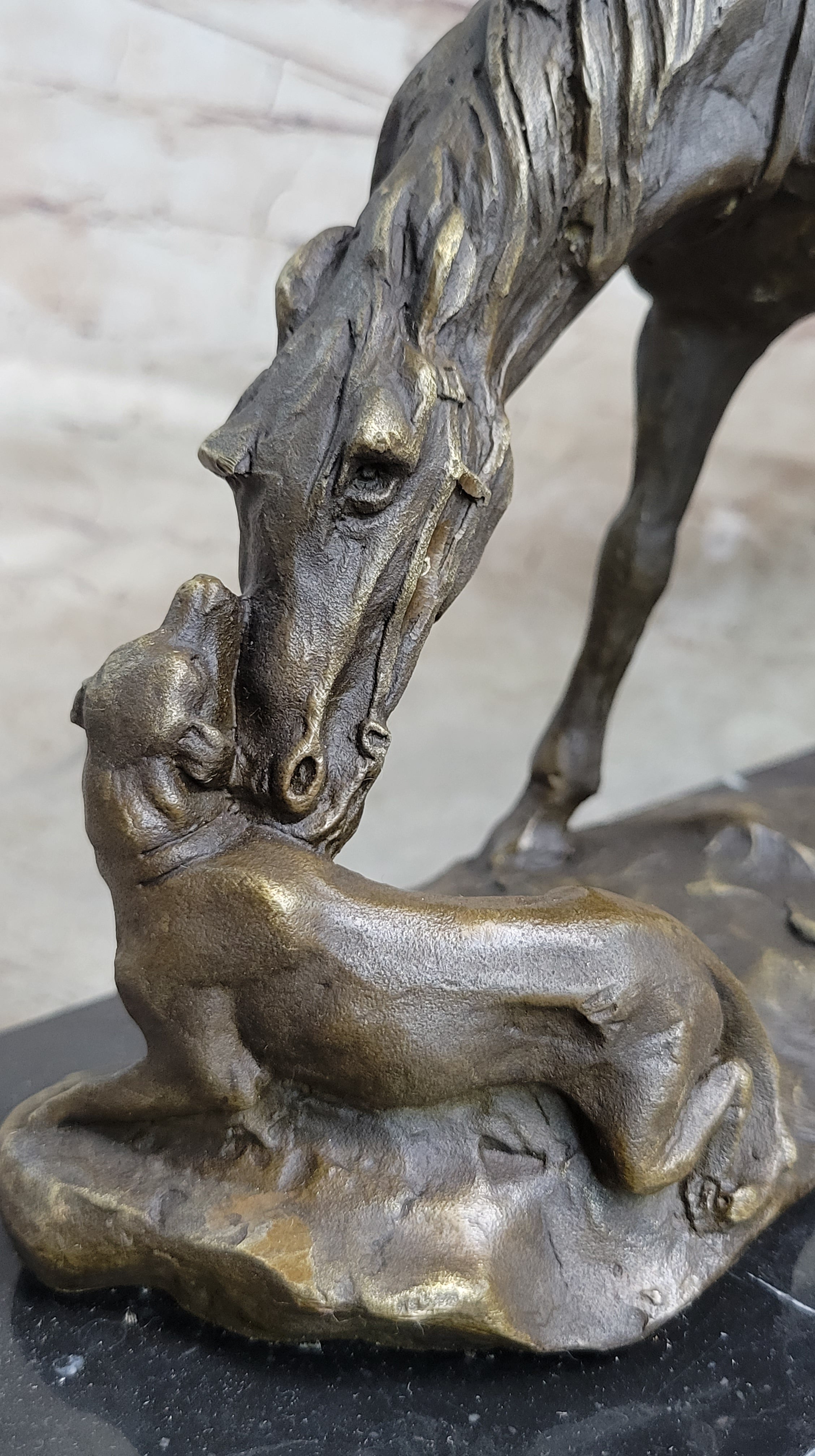 Friendship between Horse & Dog Bronze Sculpture