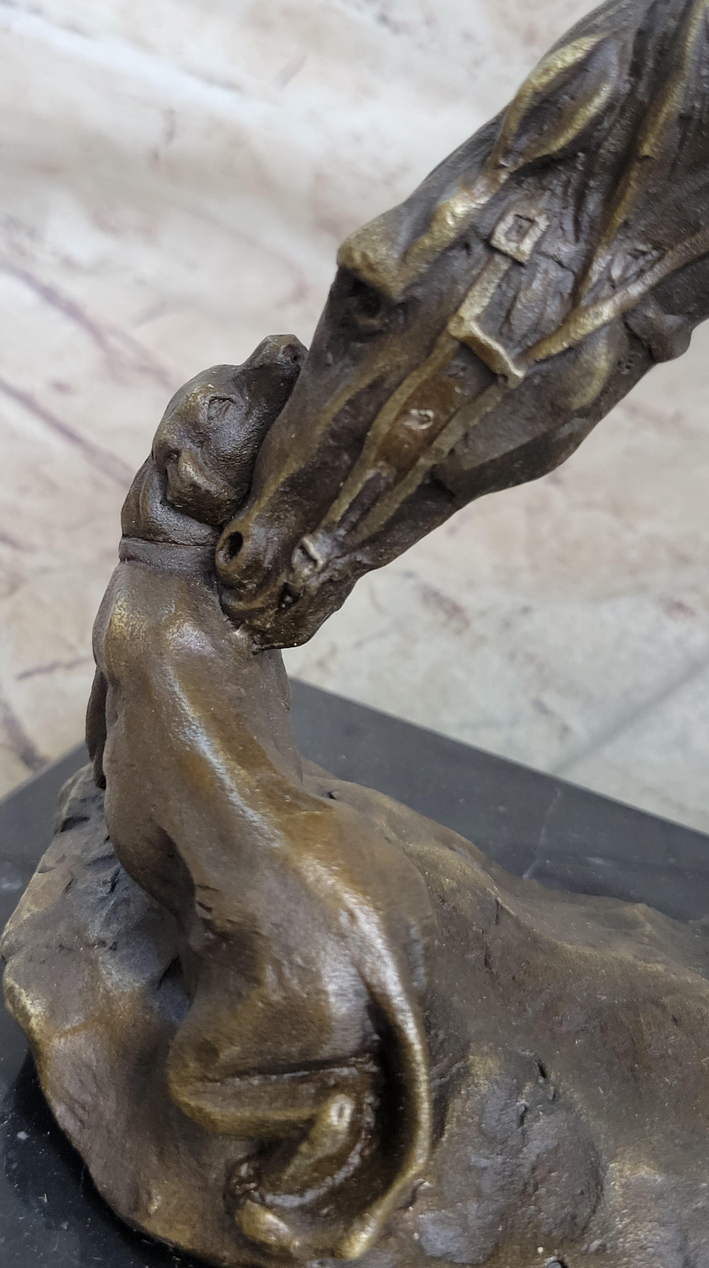 Friendship between Horse & Dog Bronze Sculpture