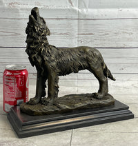 Hot Cast Bronze Howling Wolf Sculpture by Milo