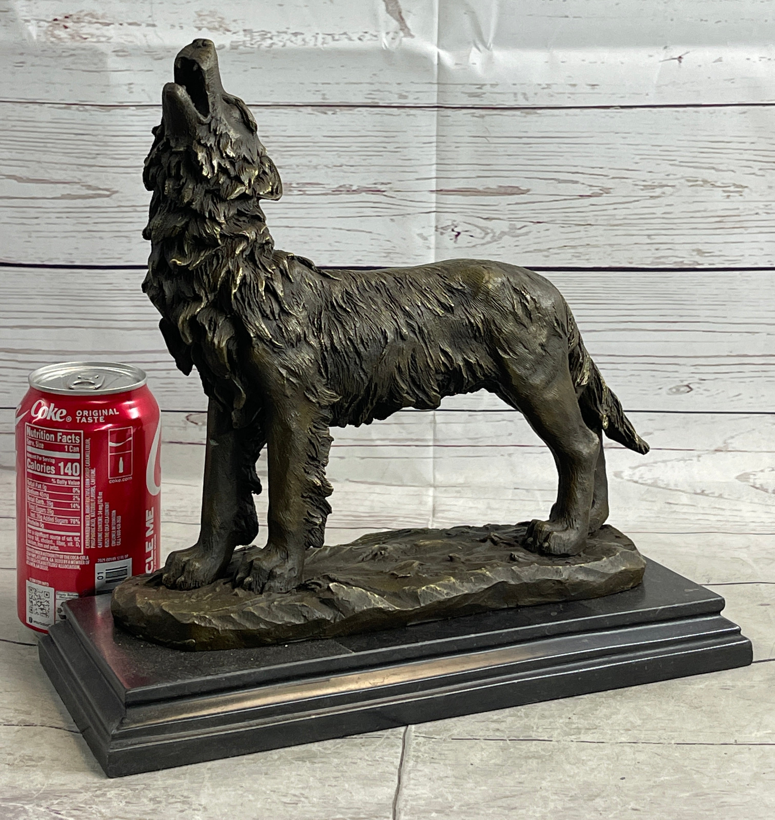 Hot Cast Bronze Howling Wolf Sculpture by Milo