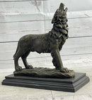 Hot Cast Bronze Howling Wolf Sculpture by Milo