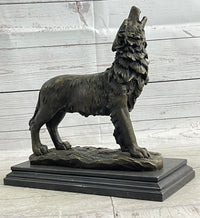 Hot Cast Bronze Howling Wolf Sculpture by Milo