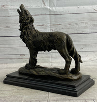 Hot Cast Bronze Howling Wolf Sculpture by Milo