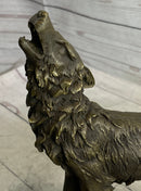 Hot Cast Bronze Howling Wolf Sculpture by Milo