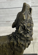 Hot Cast Bronze Howling Wolf Sculpture by Milo