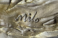 Hot Cast Bronze Howling Wolf Sculpture by Milo