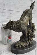 Running Wolf Bronze Sculpture on Marble Base 9.5" x 10"