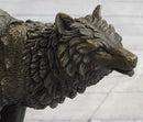 Running Wolf Bronze Sculpture on Marble Base 9.5" x 10"
