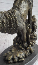 Running Wolf Bronze Sculpture on Marble Base 9.5" x 10"