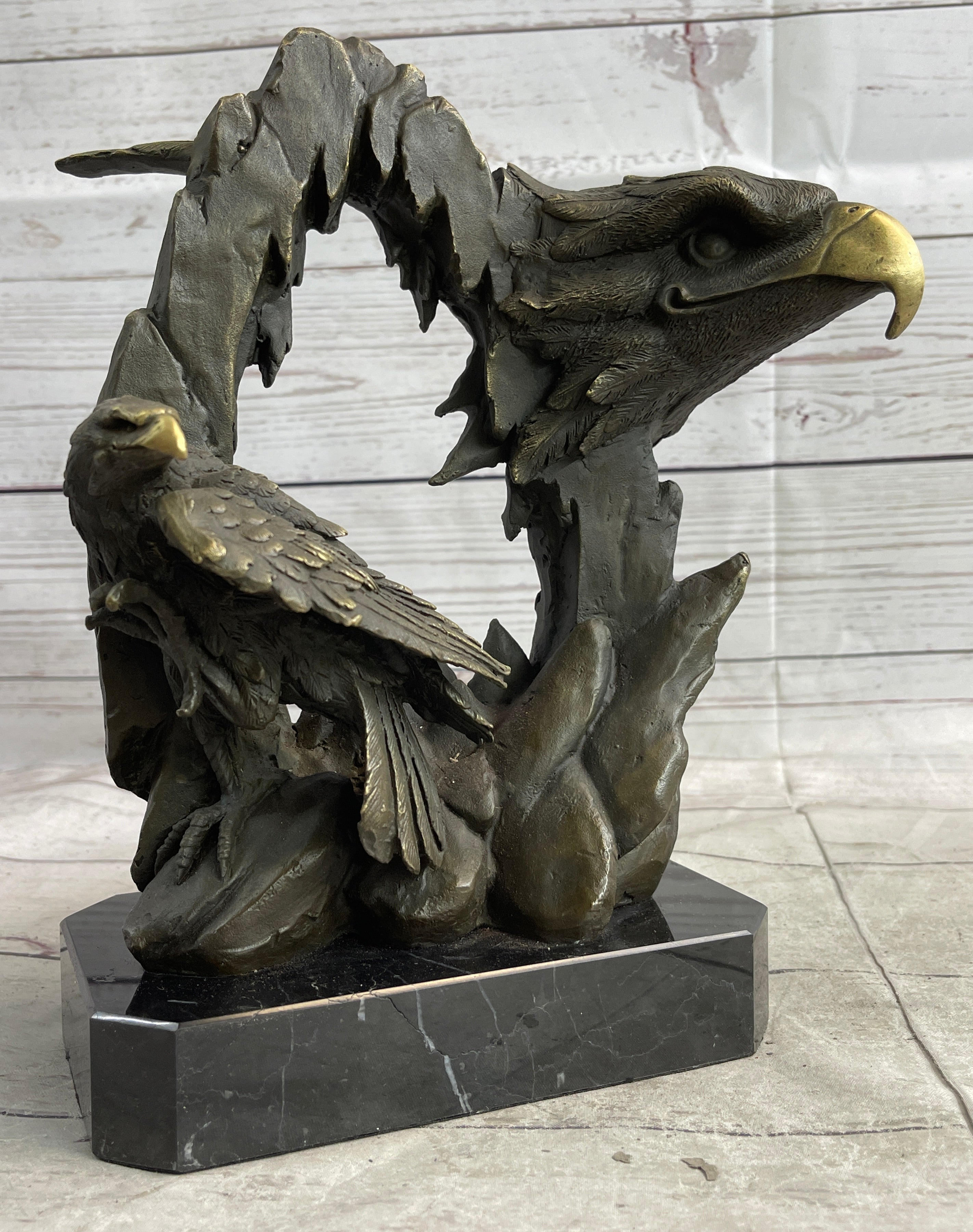 Majestic Bald Eagle Head Bronze Sculpture Wildlife Art