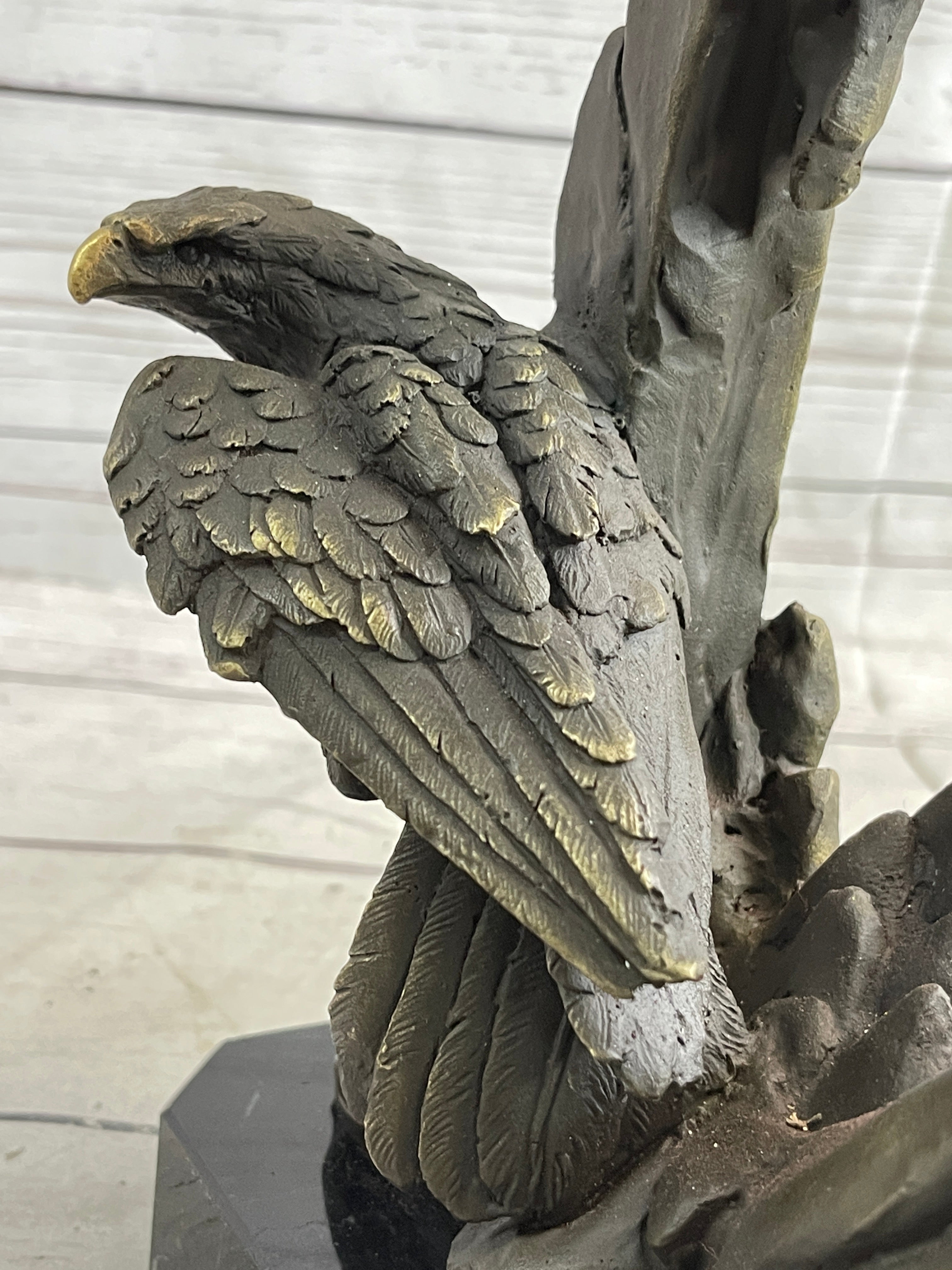 Majestic Bald Eagle Head Bronze Sculpture Wildlife Art