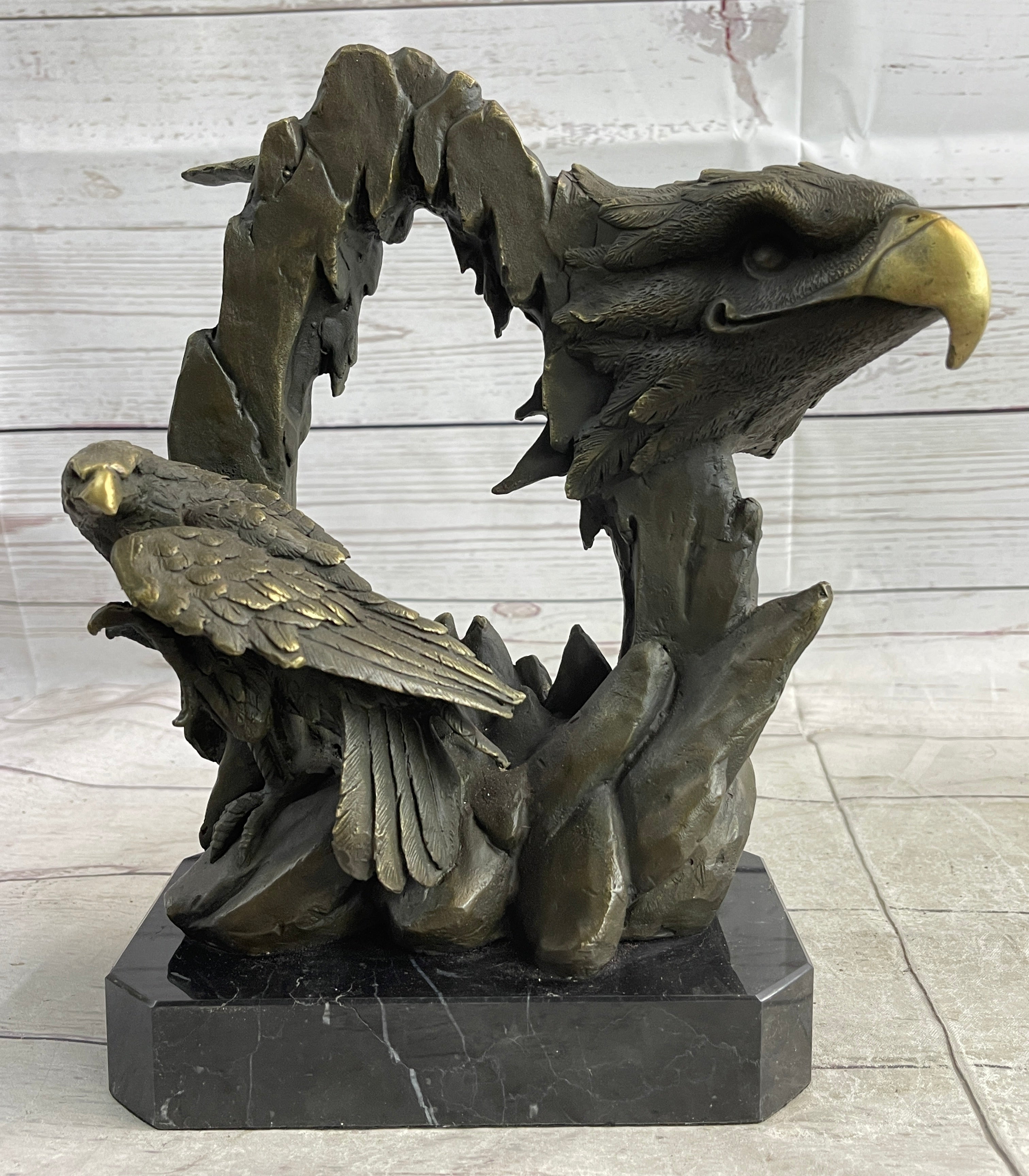 Majestic Bald Eagle Head Bronze Sculpture Wildlife Art