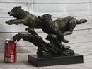 Running Wolves Dogs Wildlife Bronze Sculpture Signed Art