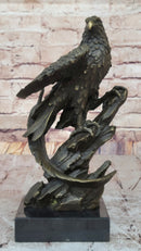 Bronze Eagle Sculpture – Majestic Bird of Prey on Marble Base