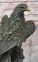Bronze Eagle Sculpture – Majestic Bird of Prey on Marble Base