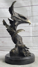 Bald Eagle Head Bust Bronze Sculpture Signed on Marble Base