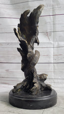 Bald Eagle Head Bust Bronze Sculpture Signed on Marble Base