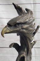 Bald Eagle Head Bust Bronze Sculpture Signed on Marble Base