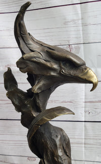 Bald Eagle Head Bust Bronze Sculpture Signed on Marble Base