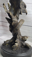 Bald Eagle Head Bust Bronze Sculpture Signed on Marble Base