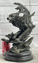 Abstract Surrealist Wolf Bronze Metal on Marble Base Signed Art