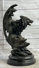 Abstract Surrealist Wolf Bronze Metal on Marble Base Signed Art