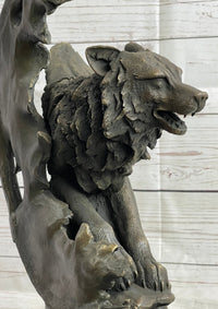 Abstract Surrealist Wolf Bronze Metal on Marble Base Signed Art