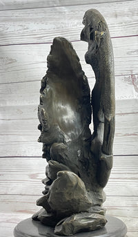 Abstract Surrealist Wolf Bronze Metal on Marble Base Signed Art