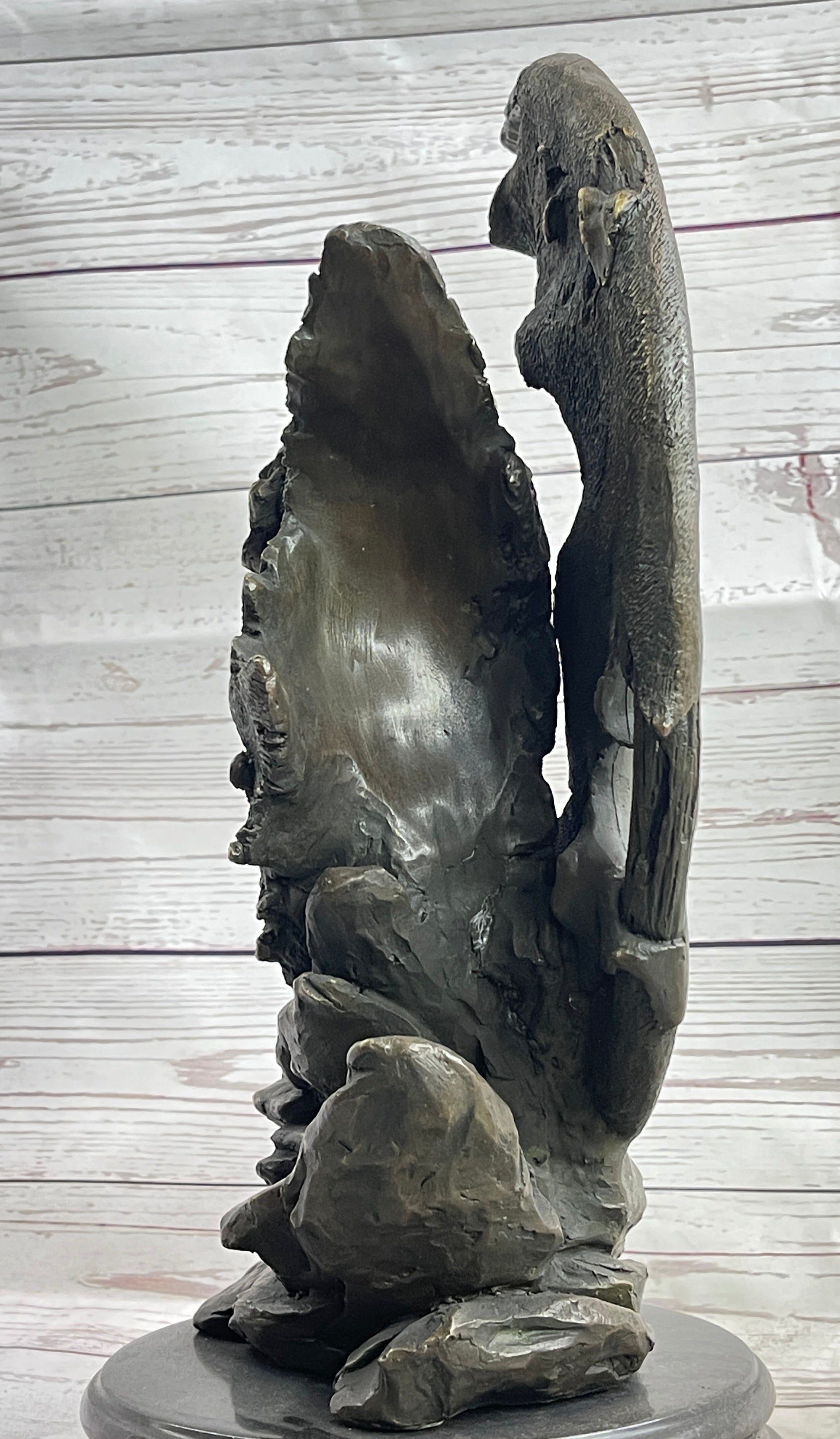 Abstract Surrealist Wolf Bronze Metal on Marble Base Signed Art