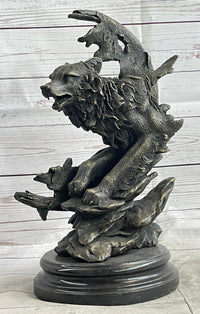 Abstract Surrealist Wolf Bronze Metal on Marble Base Signed Art