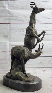 Two Gazelle Antelope Kudu Bronze Wildlife Sculpture