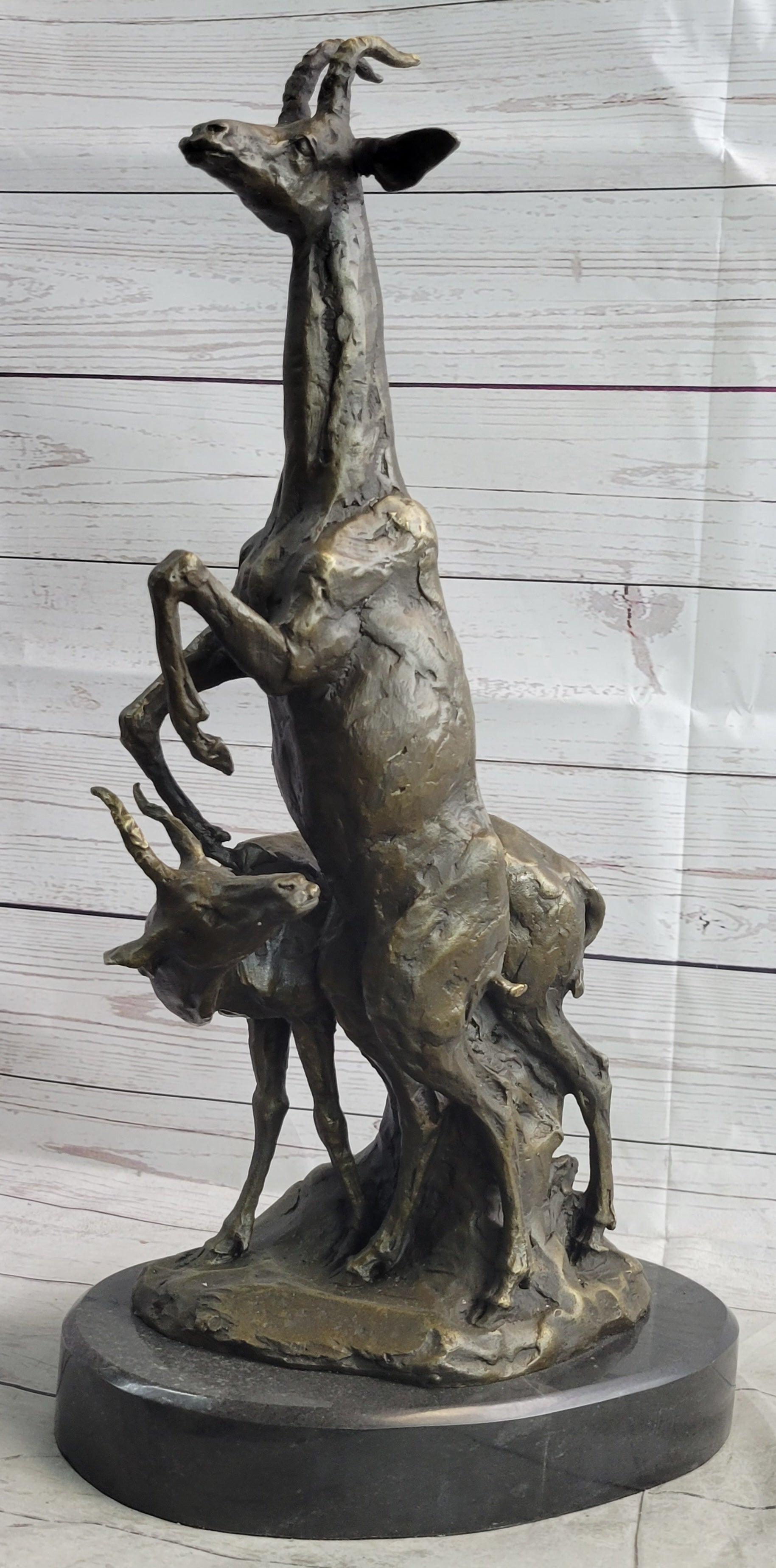 Two Gazelle Antelope Kudu Bronze Wildlife Sculpture