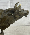 Bull Cow Cattle Bronze Metal Sculpture on Marble Base