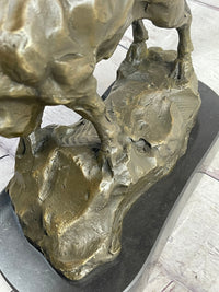 Bull Cow Cattle Bronze Metal Sculpture on Marble Base
