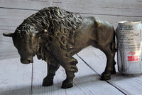 American Buffalo Bull Bison Bronze Metal Figure 8" x 11"