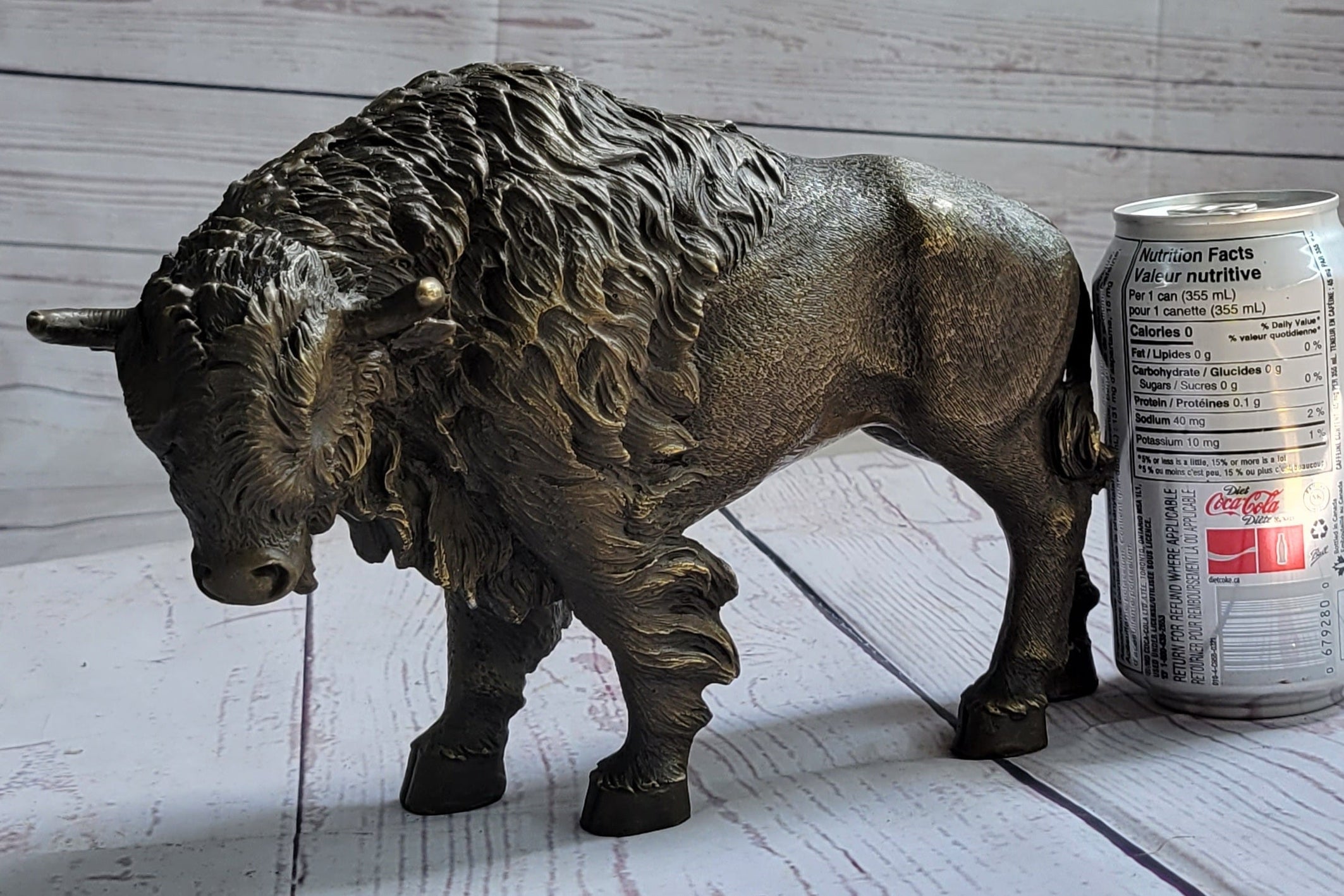 American Buffalo Bull Bison Bronze Metal Figure 8" x 11"