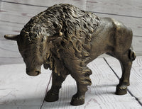 American Buffalo Bull Bison Bronze Metal Figure 8" x 11"