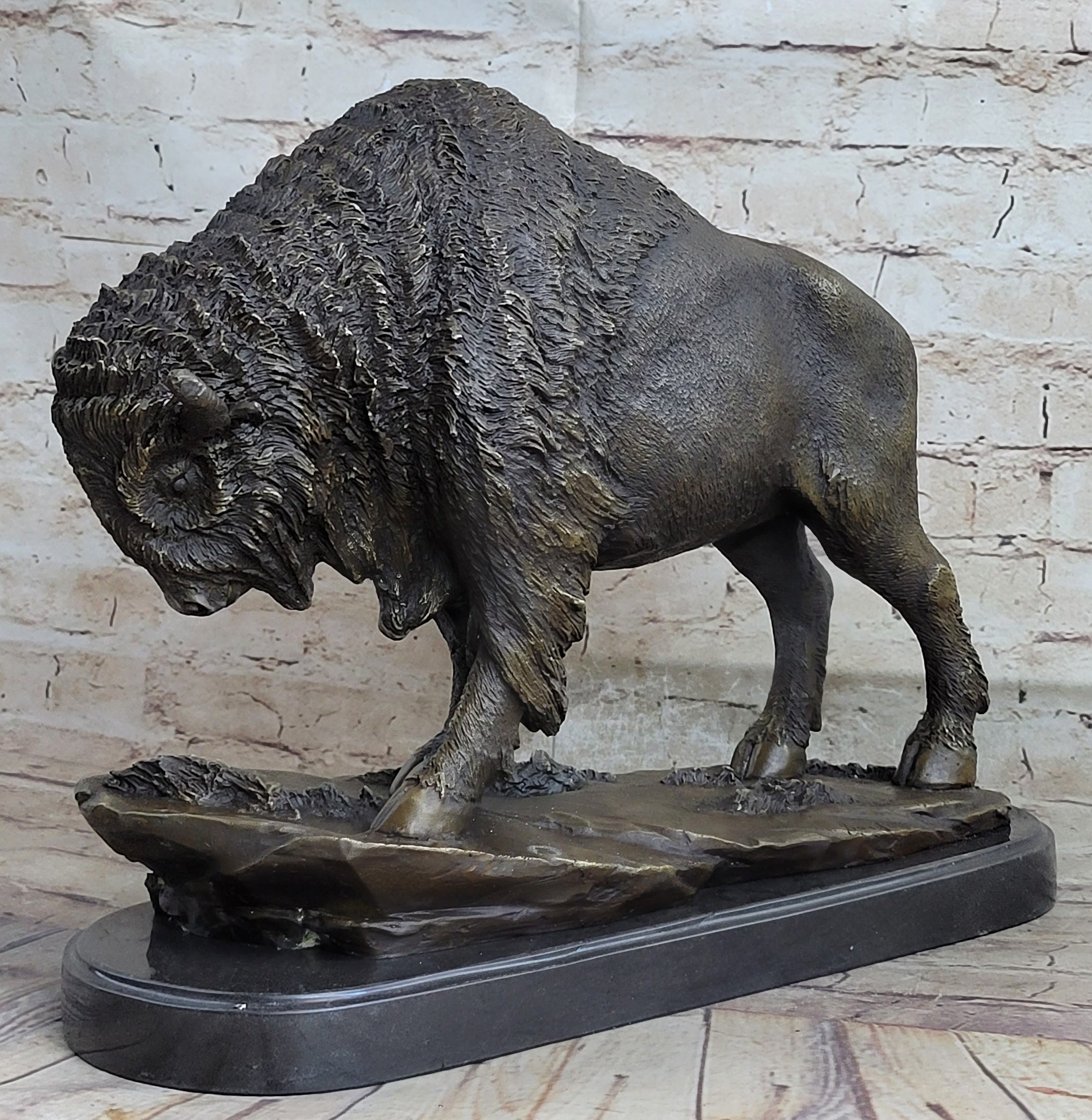 American Bison Buffalo Bronze Sculpture Wildlife Art Deco