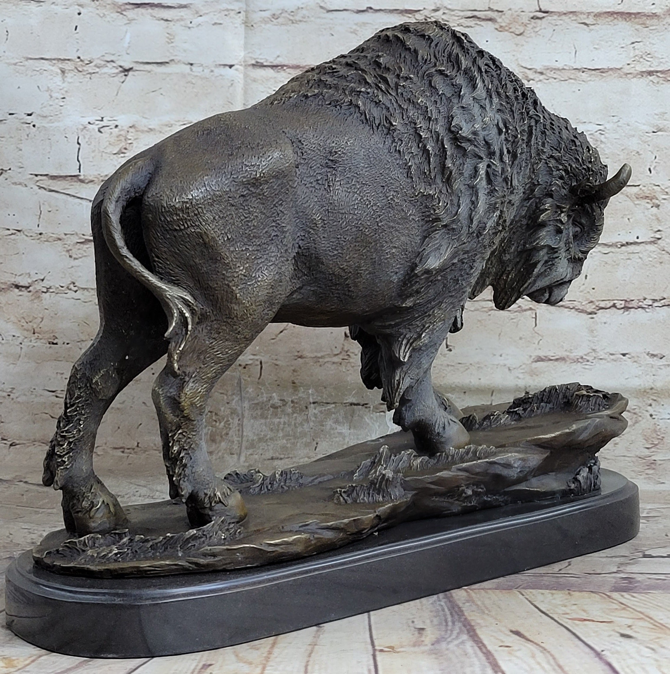American Bison Buffalo Bronze Sculpture Wildlife Art Deco