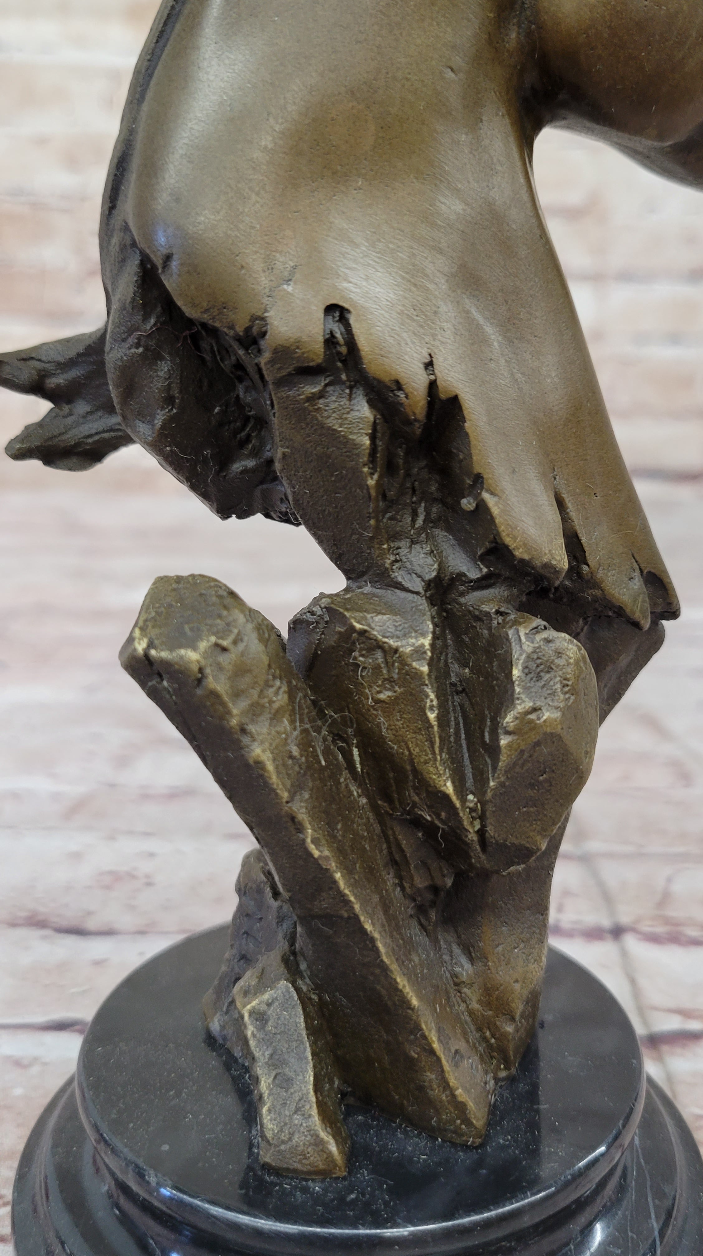 Abstract Modern Art Horse Head Bust Bronze Sculpture Marble Base